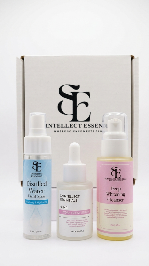 Best Skin Revival Bundle 3 in 1 - Hydra Glow Serum with Deep Whitening Cleanser and Distilled Water Spray