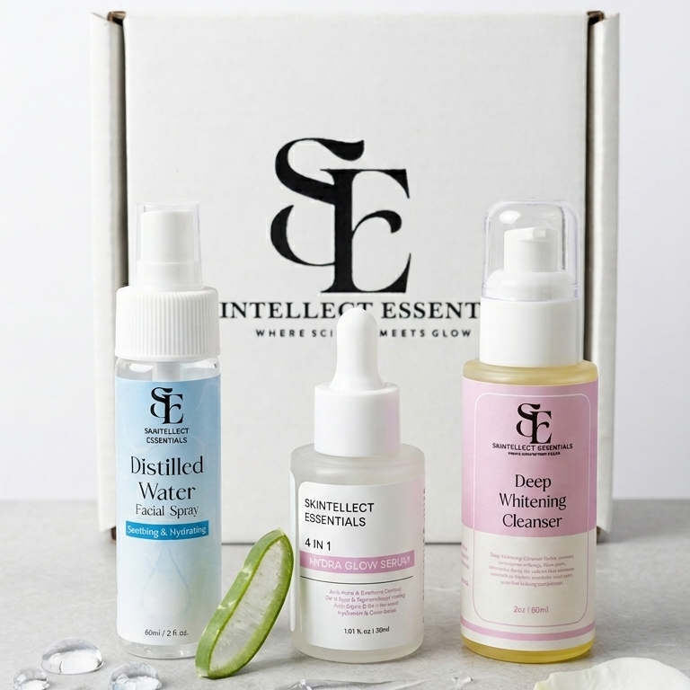 Best Skin Revival Bundle 3 in 1 - Hydra Glow Serum with Deep Whitening Cleanser and Distilled Water Spray